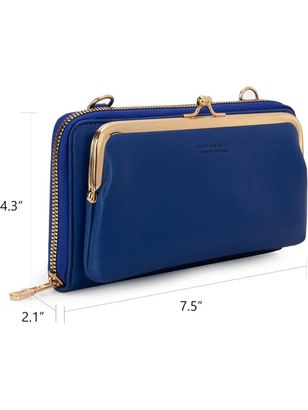 Montana West Women's Wallet Blue Faux Leather Adjustable Strap Crossbody Bag